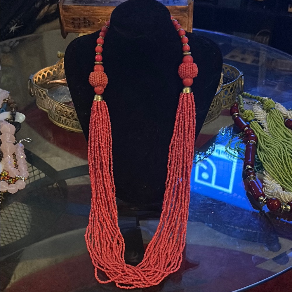 Elegant Red Beaded Necklace